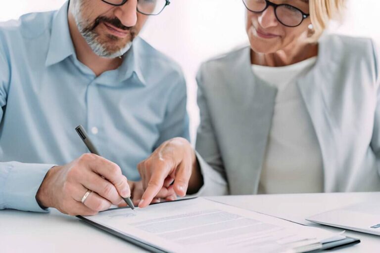 Lawyer reviewing a will with a client
