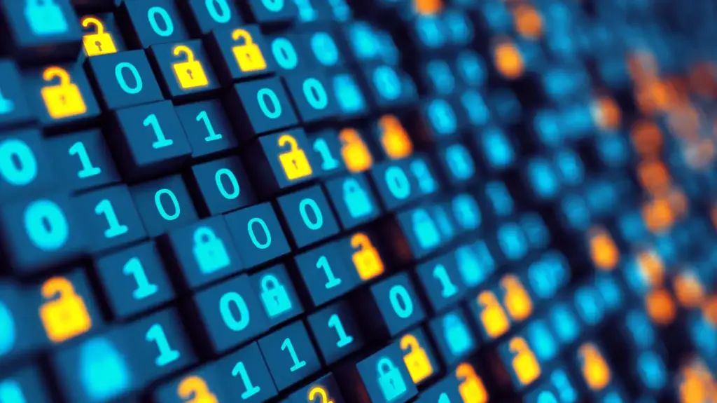 Padlock icons over a data stream